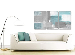 Multiple 3 Piece Teal Grey Painting Kitchen Canvas Pictures Accessories - Abstract 3377 - 126cm Set of Prints