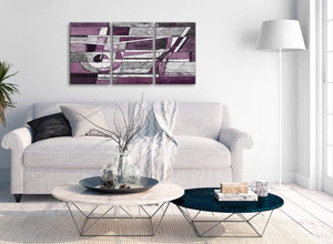 Multiple 3 Panel Aubergine Grey White Painting Kitchen Canvas Wall Art Decor - Abstract 3406 - 126cm Set of Prints