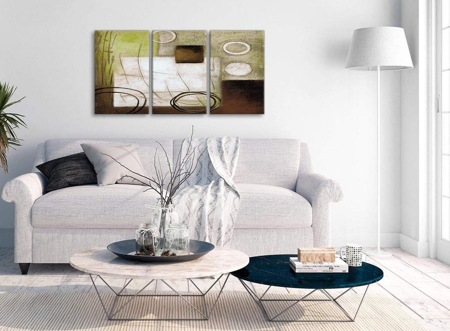 Multiple 3 Piece Brown Green Painting Office Canvas Wall Art Decor - Abstract 3421 - 126cm Set of Prints