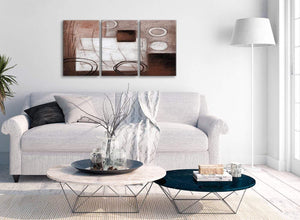 Multiple 3 Piece Brown White Painting Kitchen Canvas Wall Art Accessories - Abstract 3422 - 126cm Set of Prints
