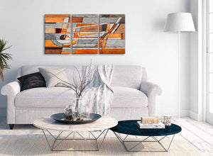 Multiple 3 Piece Burnt Orange Grey Painting Office Canvas Pictures Accessories - Abstract 3405 - 126cm Set of Prints