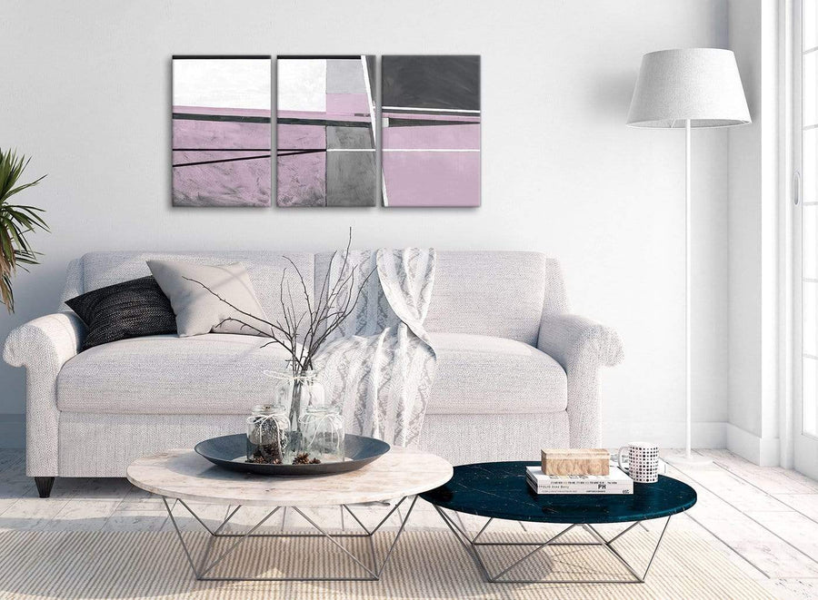 Multiple 3 Piece Lilac Grey Painting Living Room Canvas Wall Art Accessories - Abstract 3395 - 126cm Set of Prints