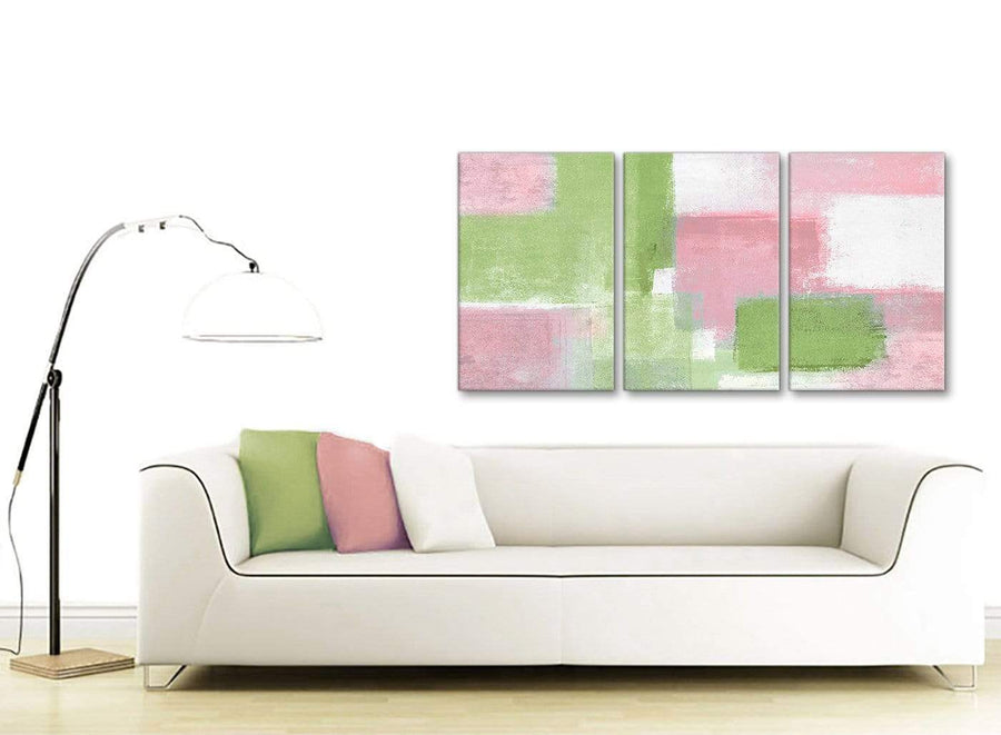 Multiple 3 Piece Pink Lime Green Green Office Canvas Wall Art Decor - Abstract 3374 - 126cm Set of Prints