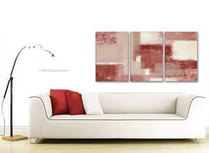 Multiple 3 Piece Red and Cream Kitchen Canvas Pictures Decor - Abstract 3370 - 126cm Set of Prints