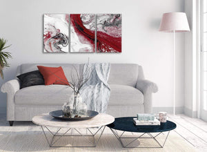 Multiple 3 Panel Red and Grey Swirl Hallway Canvas Wall Art Accessories - Abstract 3467 - 126cm Set of Prints