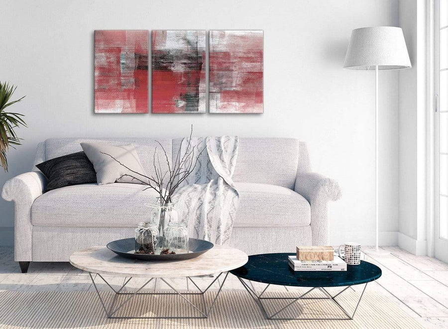 Multiple 3 Panel Red Black White Painting Living Room Canvas Pictures Accessories - Abstract 3397 - 126cm Set of Prints