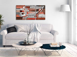 Multiple 3 Piece Red Grey Painting Kitchen Canvas Pictures Accessories - Abstract 3401 - 126cm Set of Prints