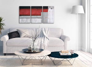 Multiple 3 Panel Red Grey Painting Office Canvas Wall Art Accessories - Abstract 3428 - 126cm Set of Prints