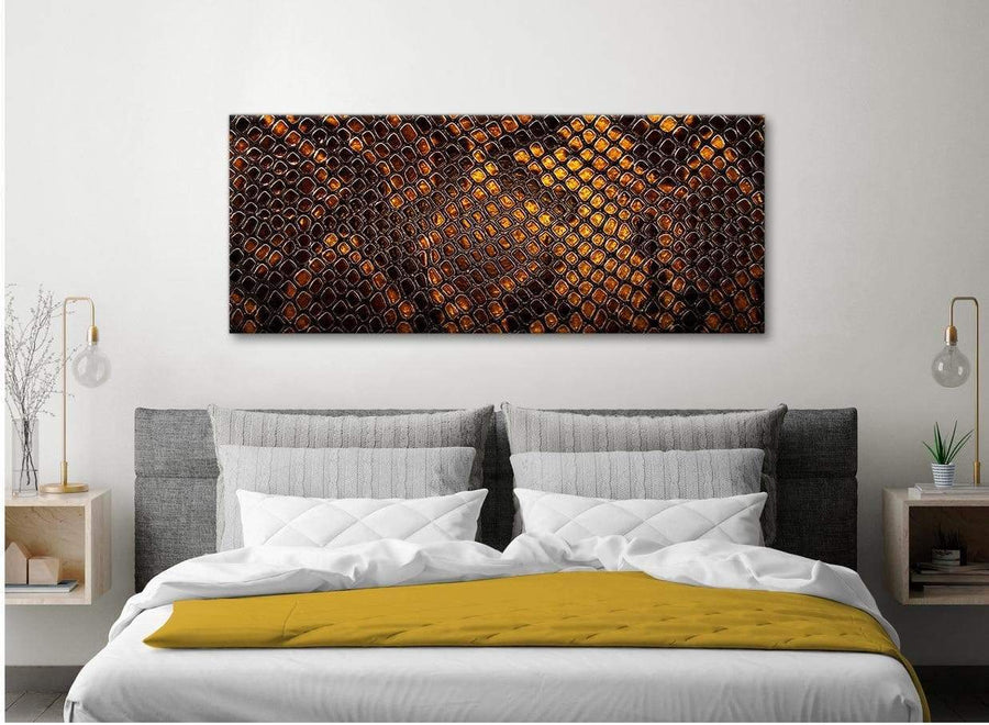 Mustard Gold Snakeskin Animal Print Living Room Canvas Wall Art Accessories - Abstract 1474 - 120cm Print