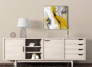 Mustard Yellow and Grey Swirl Living Room Canvas Wall Art Decorations - Abstract 1s462m - 64cm Square Print