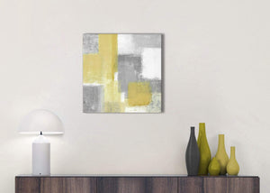 Mustard Yellow Grey Bathroom Canvas Pictures Accessories - Abstract 1s367s - 49cm Square Print