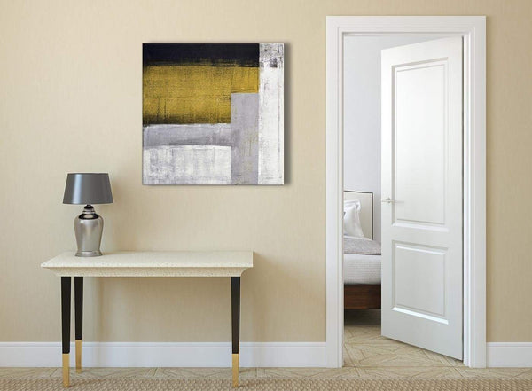 Mustard Yellow Grey Painting Abstract Bedroom Canvas Pictures Decor 1s425l - 79cm Square Print