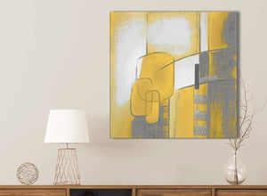 Mustard Yellow Grey Painting Bathroom Canvas Pictures Accessories - Abstract 1s419s - 49cm Square Print