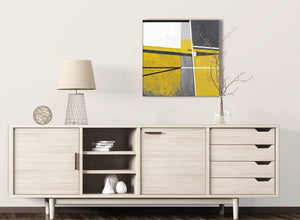 Mustard Yellow Grey Painting Hallway Canvas Pictures Decor - Abstract 1s388m - 64cm Square Print