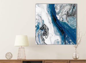 Blue and Grey Swirl Bathroom Canvas Pictures Accessories - Abstract 1s465s - 49cm Square Print
