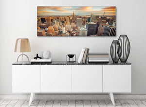 New York Skyline Sunset Manhattan Cityscape - Canvas Art Pictures - Landscape - 1202 - 120cm Wide Print