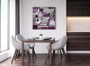 Next Aubergine Grey White Painting Abstract Dining Room Canvas Pictures Decorations 1s406l - 79cm Square Print