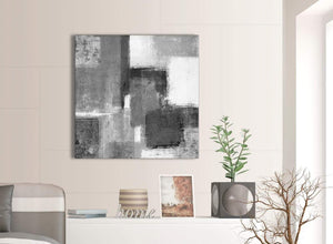 Next Black White Grey Abstract Hallway Canvas Wall Art Decorations 1s368l - 79cm Square Print