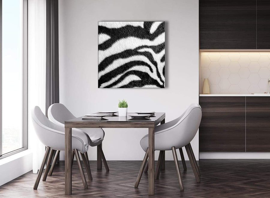 Next Black White Zebra Animal Print Abstract Bedroom Canvas Pictures Decorations 1s471l - 79cm Square Print