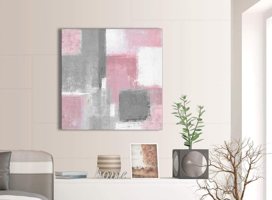 Next Blush Pink Grey Painting Abstract Office Canvas Pictures Accessories 1s378l - 79cm Square Print