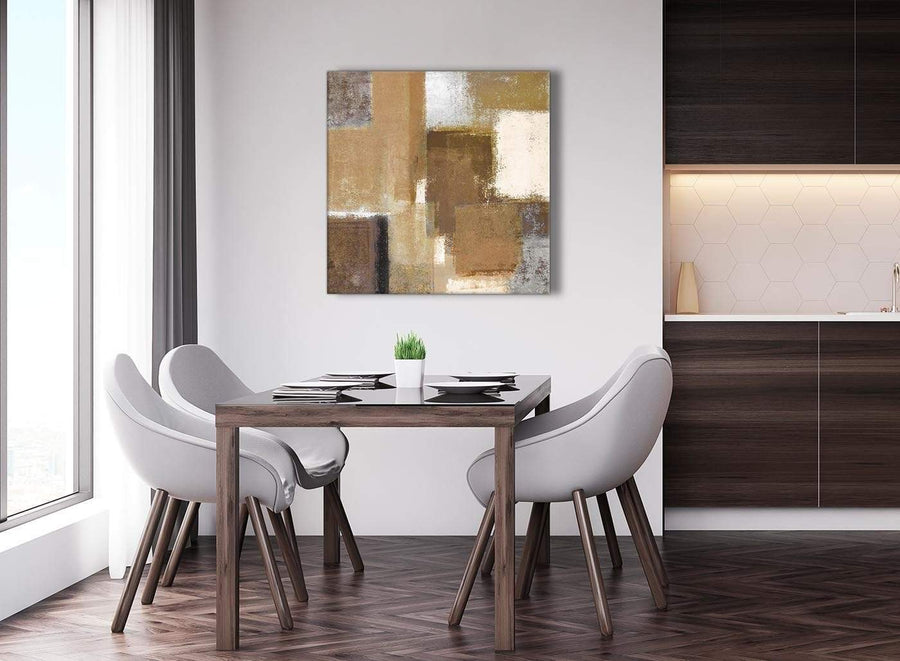 Next Brown Cream Beige Painting Abstract Office Canvas Pictures Decor 1s387l - 79cm Square Print