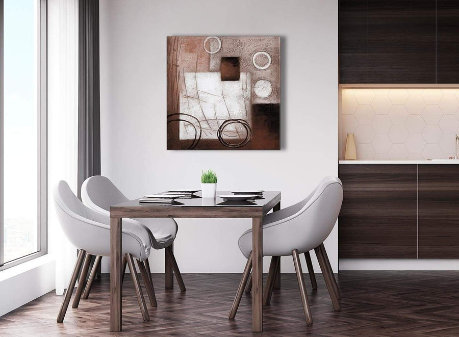 Next Brown White Painting Abstract Dining Room Canvas Wall Art Accessories 1s422l - 79cm Square Print
