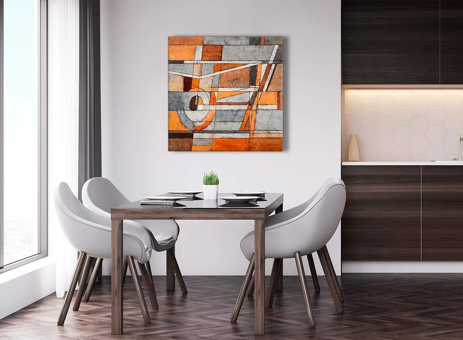 Next Burnt Orange Grey Painting Abstract Bedroom Canvas Wall Art Decorations 1s405l - 79cm Square Print