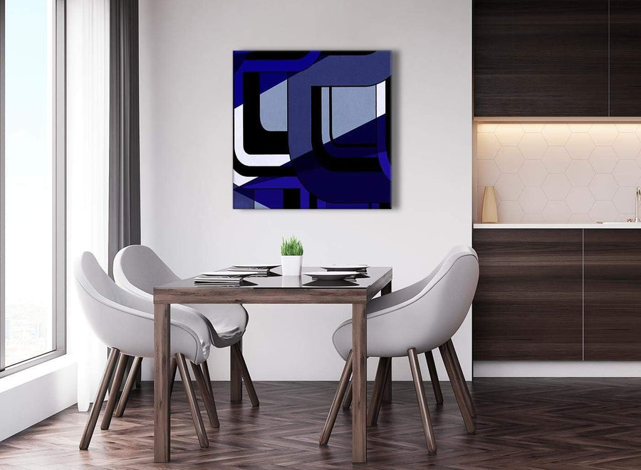 Next Indigo Navy Blue Painting Abstract Office Canvas Pictures Decor 1s411l - 79cm Square Print