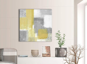 Next Mustard Yellow Grey Abstract Living Room Canvas Wall Art Decor 1s367l - 79cm Square Print