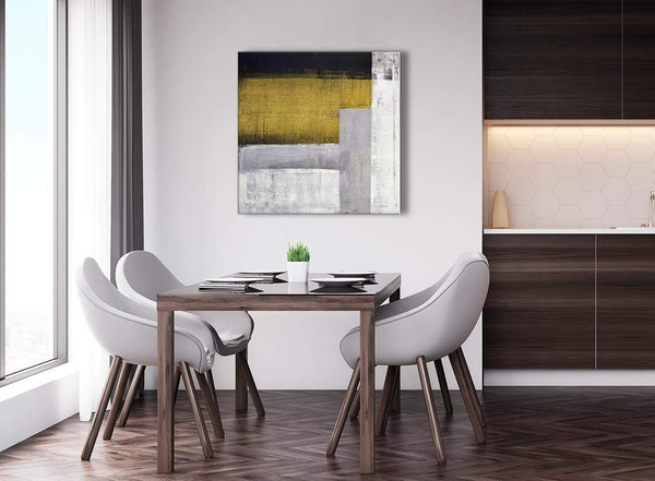 Next Mustard Yellow Grey Painting Abstract Bedroom Canvas Pictures Decor 1s425l - 79cm Square Print