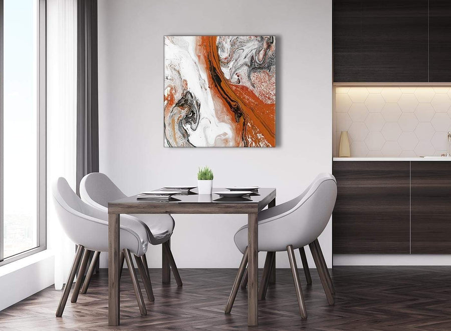 Next Orange and Grey Swirl Abstract Bedroom Canvas Pictures Decor 1s461l - 79cm Square Print