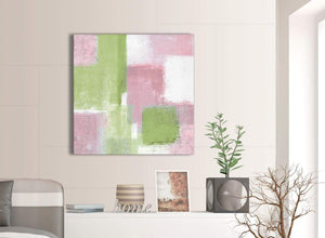 Next Pink Lime Green Green Abstract Hallway Canvas Wall Art Decor 1s374l - 79cm Square Print