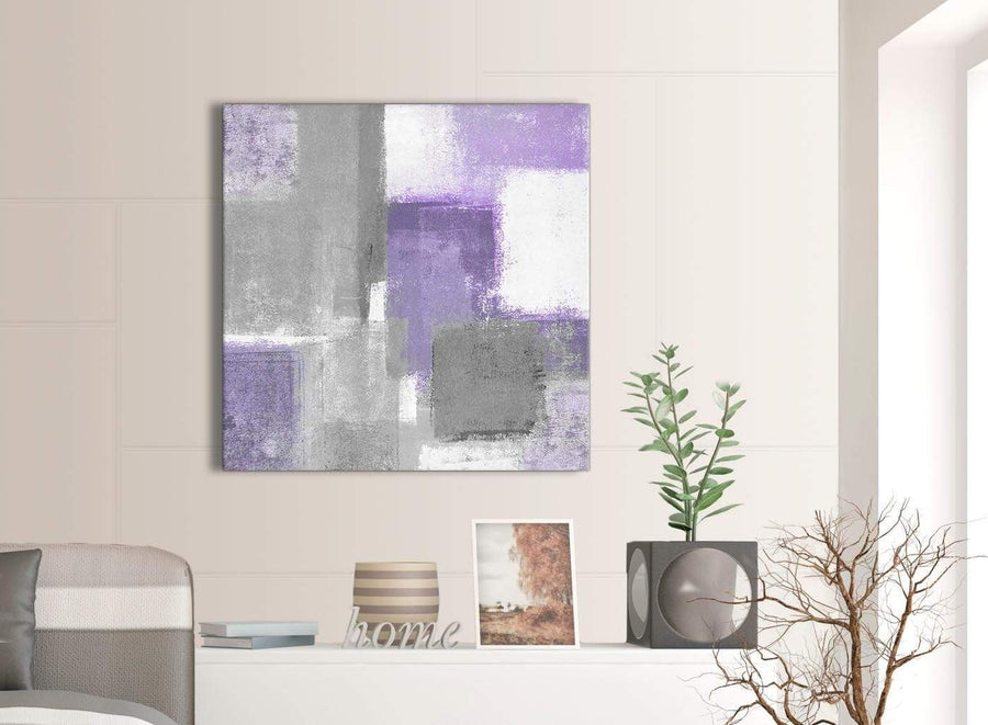 Next Purple Grey Painting Abstract Living Room Canvas Pictures Decor 1s376l - 79cm Square Print