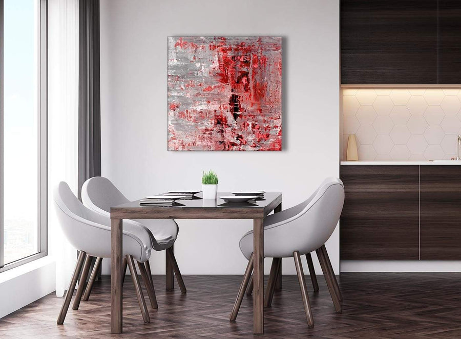 Next Red Grey Painting Abstract Hallway Canvas Wall Art Accessories 1s414l - 79cm Square Print