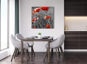 Next Red Poppy Black White Flower Poppies Floral Canvas Abstract Bedroom Canvas Pictures Accessories 1s135l - 79cm Square Print