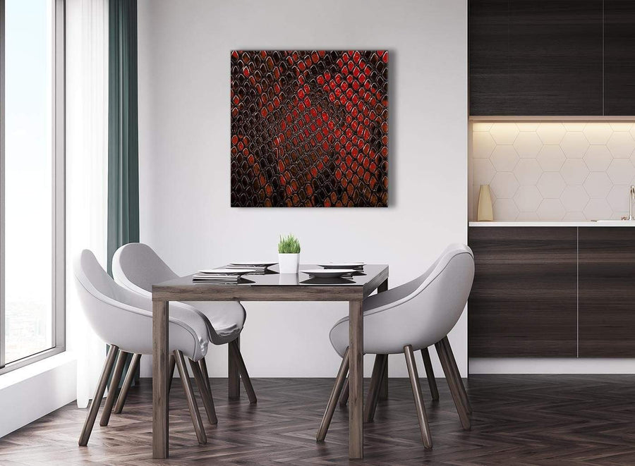 Next Red Snakeskin Animal Print Abstract Living Room Canvas Wall Art Decor 1s476l - 79cm Square Print