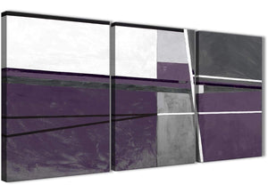 Next Set of 3 Piece Aubergine Grey Painting Hallway Canvas Pictures Decor - Abstract 3392 - 126cm Set of Prints