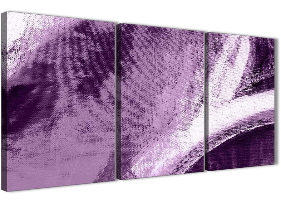 Next Set of 3 Piece Aubergine Plum and White - Dining Room Canvas Pictures Accessories - Abstract 3449 - 126cm Set of Prints