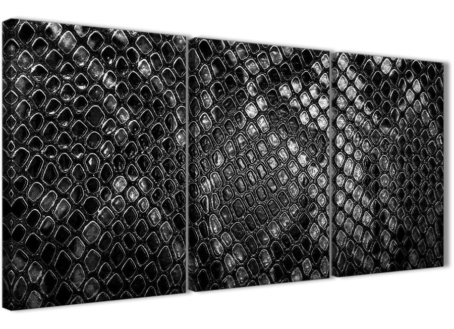 Next Set of 3 Piece Black White Snakeskin Animal Print Office Canvas Wall Art Accessories - Abstract 3510 - 126cm Set of Prints