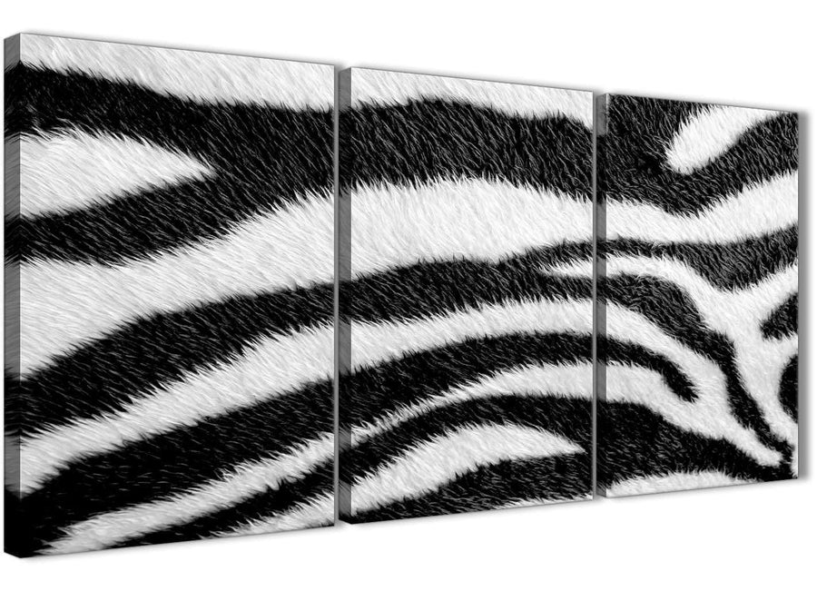 Next Set of 3 Panel Black White Zebra Animal Print Hallway Canvas Pictures Accessories - Abstract 3471 - 126cm Set of Prints