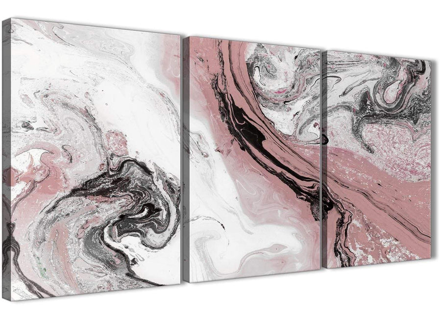 Next Set of 3 Panel Blush Pink and Grey Swirl Kitchen Canvas Pictures Accessories - Abstract 3463 - 126cm Set of Prints