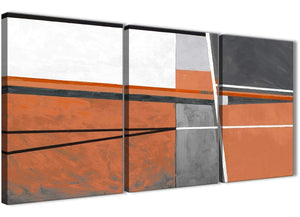 Next Set of 3 Piece Burnt Orange Grey Painting Bedroom Canvas Pictures Accessories - Abstract 3390 - 126cm Set of Prints