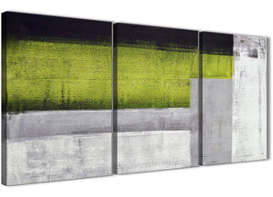 Next Set of 3 Piece Lime Green Grey Painting Kitchen Canvas Wall Art Accessories - Abstract 3424 - 126cm Set of Prints