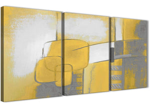 Next Set of 3 Piece Mustard Yellow Grey Painting Kitchen Canvas Pictures Decor - Abstract 3419 - 126cm Set of Prints