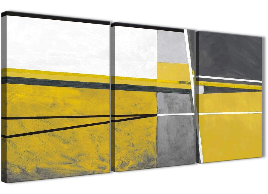 Next Set of 3 Panel Mustard Yellow Grey Painting Living Room Canvas Wall Art Decor - Abstract 3388 - 126cm Set of Prints