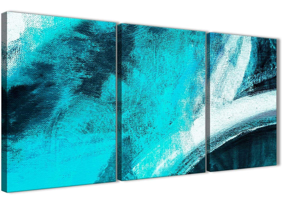 Next Set of 3 Panel Turquoise and White - Kitchen Canvas Wall Art Decor - Abstract 3448 - 126cm Set of Prints