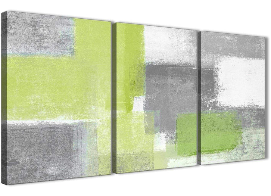 Next Set of 3 Piece Lime Green Grey Abstract - Dining Room Canvas Pictures Accessories - Abstract 3369 - 126cm Set of Prints
