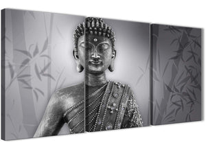 Next Set of 3 Panel Black White Buddha Kitchen Canvas Wall Art Accessories - 3373 - 126cm Set of Prints
