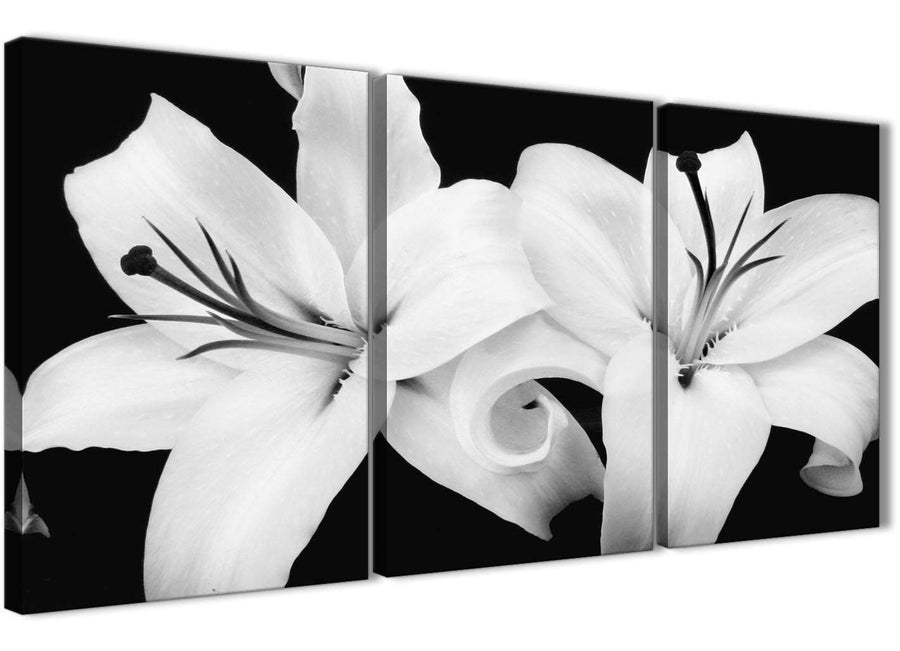 Next Set of 3 Panel Black White Lily Flower Kitchen Canvas Pictures Accessories - 3458 - 126cm Set of Prints
