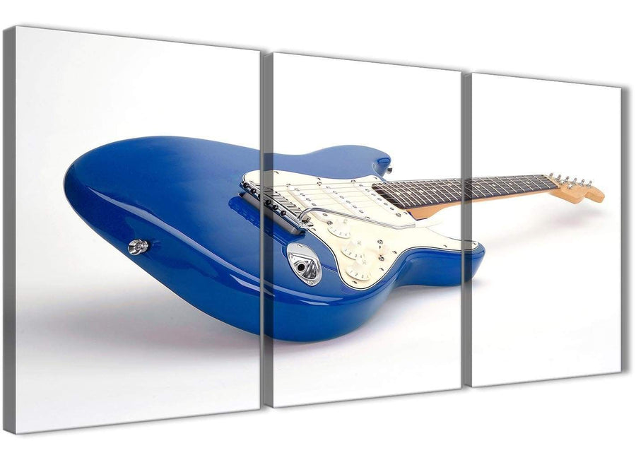 Next Set of 3 Piece Blue White Fender Electric Guitar - Dining Room Canvas Wall Art Decor - 3447 - 126cm Set of Prints